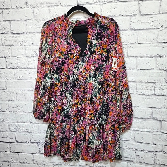 Vince Camuto Dresses & Skirts - NWT Vince Camuto Dress Womens XS Multicolor Floral Long Sleeve Tiered Mini Dress